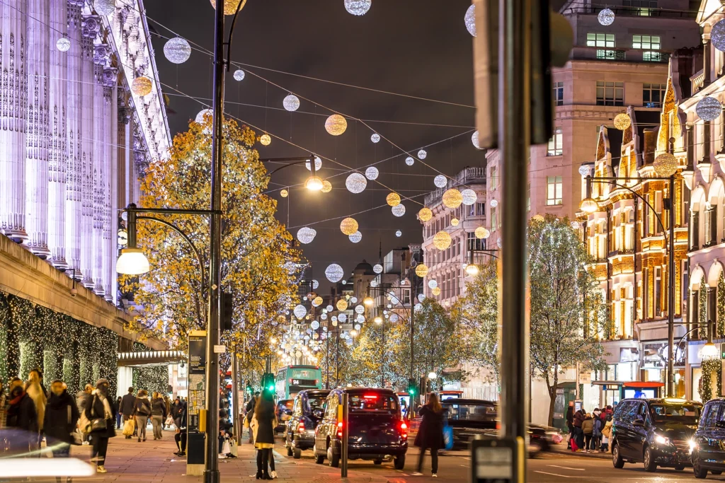 Selfridges on Oxford Street at Christmas